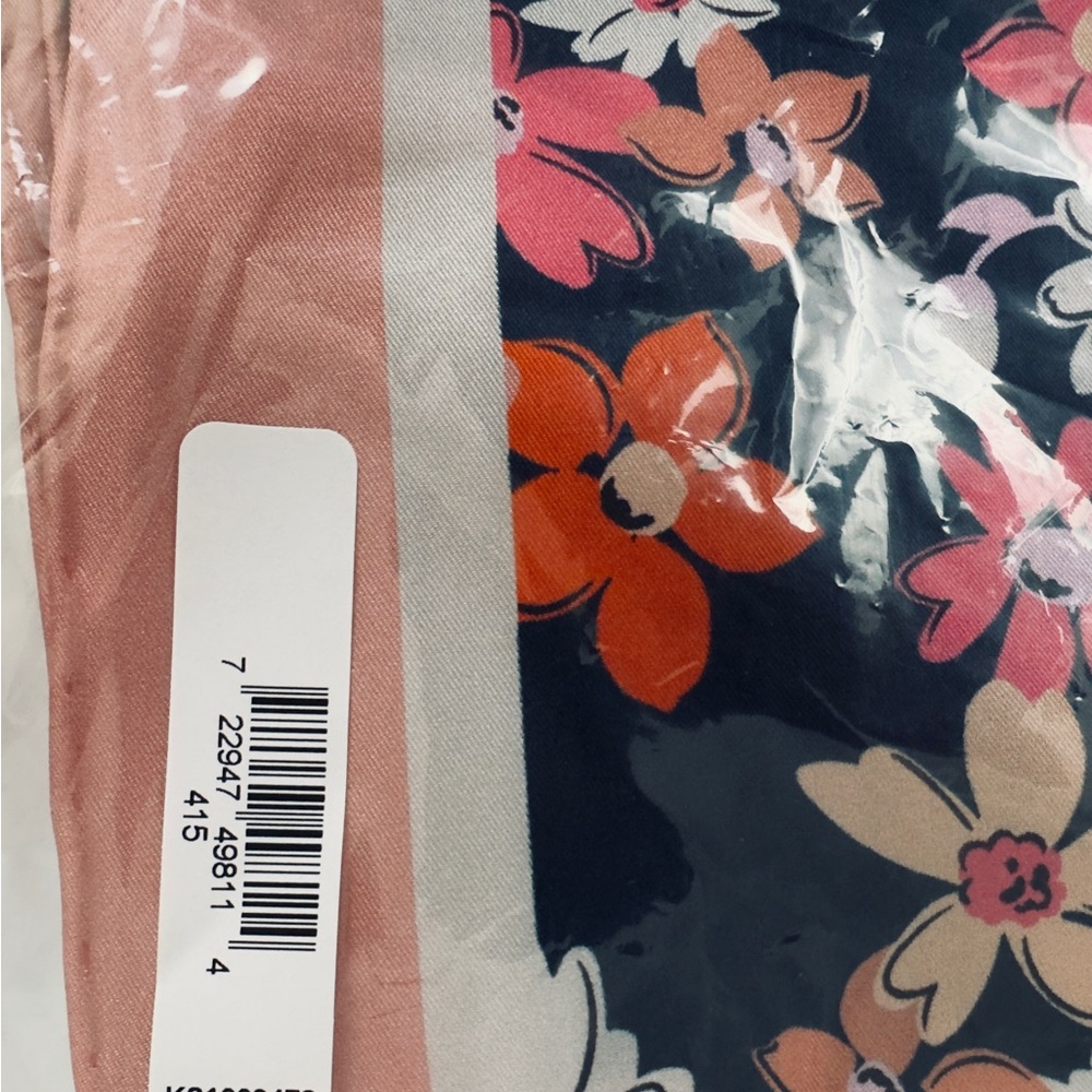 kate spade new york Blue Floral Medley Silk Square Scarf/Twilly    34”x 34”  NWT - Picture 5 of 8